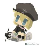  aircraft airplane bad_id bad_pixiv_id blonde_hair blue_eyes bob_cut chameleon_man_(three) chibi erica_hartmann flat_color heart iron_cross military military_uniform no_lineart riding simple_background solo strike_witches uniform white_background world_witches_series 