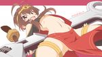  :d arched_back bare_shoulders breasts brown_eyes brown_hair crown monkey_tail monkey_wrench_(ole_tower) navel ole_tower open_mouth short_hair small_breasts smile solo tail underboob yuto_(dialique) 