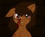  ambiguous_gender anthro blood bloodshot_eyes brown_hair cocaine drugs fan_character freckles friendship_is_magic hair long_eyelashes long_hair looking_at_viewer lying my_little_pony nosebleed orange_eyes teeth vodkaroo 