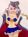  blush breasts chain cleavage cosplay hat headphones highres jojo_no_kimyou_na_bouken kuujou_joutarou kuujou_joutarou_(cosplay) large_breasts long_coat long_hair looking_at_viewer mie-may navel nitroplus open_mouth pink_hair red_eyes solo super_sonico traditional_media wavy_mouth 