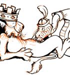  anthro anthro_on_feral bestiality crown duo feline fellatio feral fur hat interspecies lion lying male male/male mammal mendes monochrome oral prince_john reptile robin_hood_(disney) scalie sex sir_hiss sketch snake whiskers 