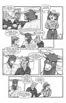  black_and_white bovine canine cattle chris_mckinley clothed clothing comic computer english_text feline female fox hat leopard male mammal monochrome text 