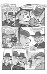  black_and_white canine chris_mckinley clothed clothing comic english_text feline hat leopard male mammal monochrome text wolf 