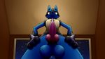  balls blue_fur canine fur hands_on_hips knot link320 looking_at_viewer looking_down lucario male mammal nintendo penis pok&eacute;mon rape_face red_eyes smile solo spike submissive_pov video_games 