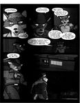  black_and_white canine chris_mckinley comic english_text fox hat male mammal monochrome text wolf 