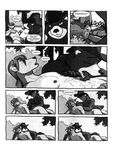  bear black_and_white breasts cervine chris_mckinley comic deer english_text erection hat humanoid_penis kissing male male/male mammal mink monochrome mustelid penis text undressing 