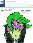  anthro anthrofied bent_over breasts clothing crossgender dragon english_text female friendship_is_magic green_eyes inuyuru looking_at_viewer my_little_pony no_pupils plain_background scalie smile solo spike_(mlp) text tumblr white_background 
