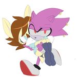  brown_hair bump_the_deer carrying cervine coldsteel_the_hedgeheg deer duo fan_character female fur hair hedgeheg male mammal piercing purple_fur red_eyes smile sonic_(series) tan_fur unknown_artist video_games 