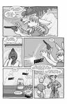  black_and_white canine chris_mckinley clothed clothing comic english_text gun hat invalid_tag lagomorph male mammal monochrome rabbit ranged_weapon text weapon wolf 
