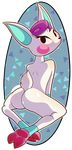  animal_crossing black_nose butt cervine deer diana_(animal_crossing) eyelashes female fur greycoat hair hooves looking_at_viewer mammal nintendo nude solo video_games white_fur 