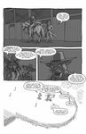  black_and_white canine chris_mckinley clothed clothing comic english_text equine feline fox hat horse lagomorph male mammal monochrome text 