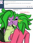  anthro anthrofied areola ava_(inuyuru) blush breasts clothed clothing crossgender dragon duo english_text fan_character female friendship_is_magic green_eyes half-closed_eyes inuyuru my_little_pony no_pupils open_mouth plain_background red_eyes scalie selfcest smile spike_(mlp) square_crossover text tumblr white_background 