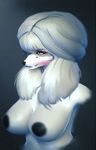  2014 anthro beauty_mark big_breasts blush breasts canine claudette_(dogson) clothed clothing dog dogson female fur hair half-dressed mammal poodle portrait solo topless white_fur white_hair 