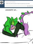  all_fours anthro anthrofied bed clothed clothing crossgender dragon english_text female friendship_is_magic green_eyes half-dressed humping inuyuru my_little_pony no_pupils one_eye_closed pillow plain_background scalie solo spike_(mlp) text tumblr white_background 