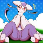  3_toes anus blush clitoris female looking_at_viewer mienshao mofumofu nintendo nude open_mouth paws pok&eacute;mon pok&eacute;mon_amie pussy red_eyes sitting solo spread_legs spreading toes video_games 