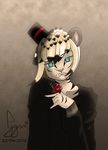  2015 android anthro blue_eyes clothed clothing feline flower girly lights looking_at_viewer machine male mammal mechanical monochrome plant rose sepia solo tiger tygar_tiger utau 