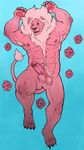  anthro balls chumbasket erection feline fur humanoid_penis lion lion_(steven_universe) looking_at_viewer lying male mammal muscles nude on_back penis pink_fur pinup pose solo steven_universe 
