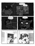  black_and_white canine chris_mckinley clothed clothing comic english_text feline female fox lagomorph leopard male mammal monochrome mustelid text undressing 