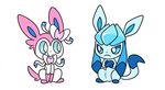  animated duo eeveelution frown glaceon nintendo plain_background pok&eacute;mon robosylveon smile sylveon video_games white_background 