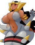  cleavage clothed clothing fan_character female gina_(lightsource) giratina lightsource looking_at_viewer navel nintendo personification pok&eacute;mon red_eyes solo video_games 