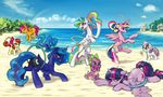  2015 apple_bloom_(mlp) beach blonde_hair cutie_mark dragon earth_pony equine female feral food friendship_is_magic fur group hair hoop horn horse hula_hoop ice_cream karol_pawlinski laugh long_hair looking_at_viewer male mammal multicolored_hair my_little_pony open_mouth outside pegasus pony ponytail princess_cadance_(mlp) princess_celestia_(mlp) princess_luna_(mlp) sand scootaloo_(mlp) sea seaside smile spike_(mlp) sweetie_belle_(mlp) twilight_sparkle_(mlp) unicorn water winged_unicorn wings 