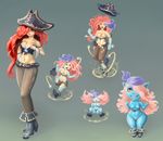  bandanna blue_skin boots breasts clothed clothing female hair half-dressed human league_of_legends looking_at_viewer mammal nipples pink_hair pink_nipples pirate_hat pointy_ears red_hair small_breasts source_request thick_thighs topless transformation unknown_artist video_games wide_hips yordle 