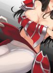  areola_slip areolae armor black_hair breasts close-up covering covering_breasts irelia large_breasts league_of_legends lips long_hair midriff navel out-of-frame_censoring panties panties_under_pantyhose pantyhose pd_(pdpdlv1) puffy_short_sleeves puffy_sleeves short_sleeves solo sweat underwear white_legwear 