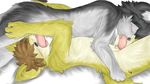  69 anthro blush canine dog erection eyes_closed fur log_(artist) lying male male/male mammal oral penis plain_background sex vein 