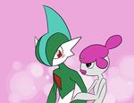  abstract_background alpacapala ambiguous_gender blush cute duo gallade male medicham nintendo pok&eacute;mon red_eyes smile video_games 