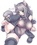  animal_ears blush breasts cat cat_ears clothed clothing feet feline female heterochromia human looking_at_viewer mammal nipples painted_nails pussy spread_legs spreading translucent transparent_clothing 