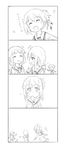  4koma :d ^_^ blush closed_eyes comic flying_sweatdrops greyscale hair_ornament hair_ribbon hand_to_own_mouth heart highres long_hair michairu monochrome multiple_girls nogi_sonoko open_mouth ponytail ribbon sanshuu_middle_school_uniform school_uniform serafuku short_hair smile tougou_mimori yuri yuuki_yuuna yuuki_yuuna_wa_yuusha_de_aru yuusha_de_aru 