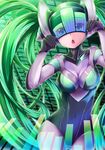  :o artist_name blue_eyes bodysuit breasts caramelldansen character_name chestnut_mouth covered_navel cowboy_shot dancing dj dj_sona dying_(dying0414) green_hair hands_up helmet large_breasts league_of_legends long_hair looking_at_viewer navel open_mouth solo sona_buvelle turtleneck twintails very_long_hair visor 