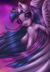  2015 absurd_res anthro anthrofied breasts equine female friendship_is_magic fur hair hi_res horn mammal my_little_pony nipples purple_eyes purple_fur purple_hair solo twilight_sparkle_(mlp) winged_unicorn wings wooxx 