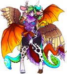  2015 alpha_channel anthro big_breasts black_skin blue_eyes blue_nipples breasts brown_feathers brown_fur chimera claws equine feathres female fur grey_fur hindpaw hooves horn hybrid looking_away madamsquiggles mammal multi_breast nipples paws purple_fur purple_nipples purple_skin red_eyes red_skin smile solo spikes standing stinger tentacles thick_thighs unicorn white_skin wide_hips wings 