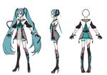 belt buttons from_behind from_side full_body glowing hatsune_miku high_heels leg_belt long_hair project_diva_(series) shikimi_(pixiv) simple_background skirt standing thighhighs twintails very_long_hair vocaloid white_background zettai_ryouiki 
