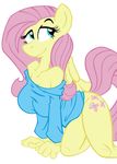  all_fours alpha_channel anthro anthrofied blue_eyes breasts clothed clothing cutie_mark equine female fluttershy_(mlp) friendship_is_magic fur hair half-closed_eyes half-dressed horse king-cheetah looking_back mammal my_little_pony pink_hair plain_background pony smile solo transparent_background wings yellow_fur 