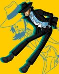  black_hair cigarette facial_hair hat jigen_daisuke lupin_iii solo 