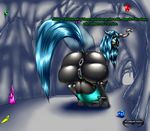  2015 absurd_res anus belly big_belly butt cave changeling da_goddamn_batguy dialogue english_text female feral friendship_is_magic hair half-closed_eyes hi_res horn hyper hyper_belly long_hair my_little_pony pussy queen_chrysalis_(mlp) rear_view solo text wings 