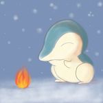 alpacapala ambiguous_gender cute cyndaquil eyes_closed fire nintendo outside pok&eacute;mon snow solo video_games winter 