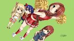  :&lt; cheerleader child d: end_card erza_scarlet fairy_tail flare_corona lucy_heartfilia mashima_hiro multiple_girls official_art open_mouth plue pom_poms scar skirt wendy_marvell younger 
