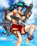  green_hair gun john_r kantai_collection large_breasts weapon 