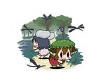  animal_ears baku_taso black_hair blue_bow bow brown_hair bunny_ears bunny_tail cat_ears cat_tail chen chibi cirno dress flying hair_bow hat inaba_tewi jewelry minigirl mob_cap multiple_girls multiple_tails nekomata pink_dress red_dress short_hair single_earring tail touhou two_tails wings 