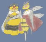  alpacapala arthropod bee beedrill cape clothing crown duo female insect king male mega_beedrill nintendo plain_background pok&eacute;mon queen red_eyes royalty stinger tiara vespiquen video_games wasp 