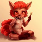  anthro blush breasts canine clitoris collar cub female food fox fur hair jader mammal multiple_tails navel nintendo nipples nude open_mouth paws pok&eacute;mon pussy red_eyes sitting smile solo teeth tongue video_games vulpix young 