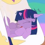  2015 animated bri-sta duo equine eyes_closed feather female feral friendship_is_magic fur hair horn laugh mammal my_little_pony open_mouth princess_celestia_(mlp) purple_fur purple_hair tickling twilight_sparkle_(mlp) unicorn white_fur wodahseht 