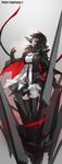  bad_id bad_pixiv_id black_hair cape highres long_hair paradise pixiv_fantasia pixiv_fantasia_t red_eyes solo swd3e2 thighhighs weapon 