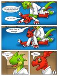  comic digimon dojo guilmon invalid_color karate reptile scalie split text 