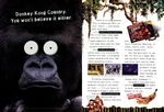  advertisement banana diddy_kong donkey_kong donkey_kong_(series) english_text food fruit gorilla hat looking_at_viewer male mammal necktie nintendo primate rhinoceros text thumbs_up video_games 
