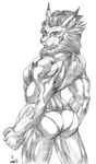  butt clothing digimon feline invalid_tag leomon lion mammal muscles showingoff speedo swimsuit xkoshiji 