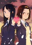  akiyama_mio bad_id bad_pixiv_id black_hair blue_eyes brown_eyes brown_hair gensokigou heart k-on! long_hair multiple_girls pinky_swear sakuragaoka_high_school_uniform school_uniform tainaka_ritsu 